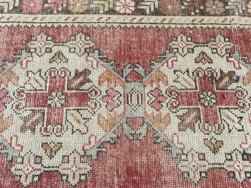 1970s Geometric Turkish Vintage Runner, Tribal Handmade Anatolian Rug 3.3 × 6.7 gallery