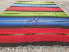 Vintage Traditional Handmade Stripped Wool Multicolor Kilim 234x322cm