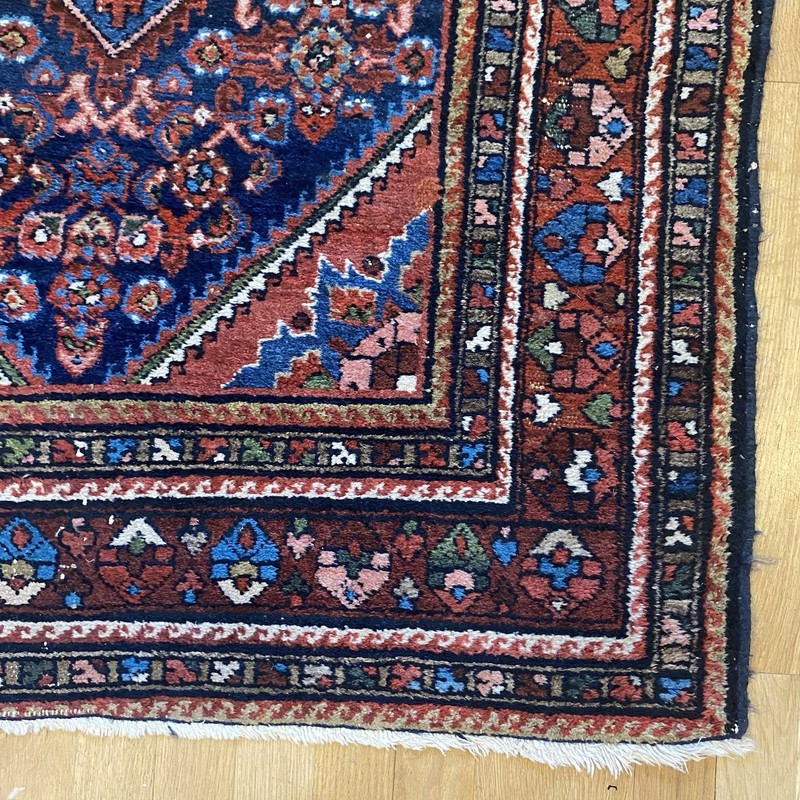 Vintage Rug 3' 5 x 4' 10 Blue Hand Knotted Farmhouse Oriental Rug gallery