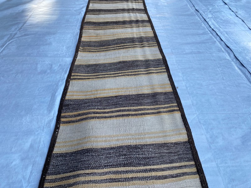 2x11 ft Striped Afghan Geometric Runner Tribal Hallway Handwoven Wool Area Rug gallery