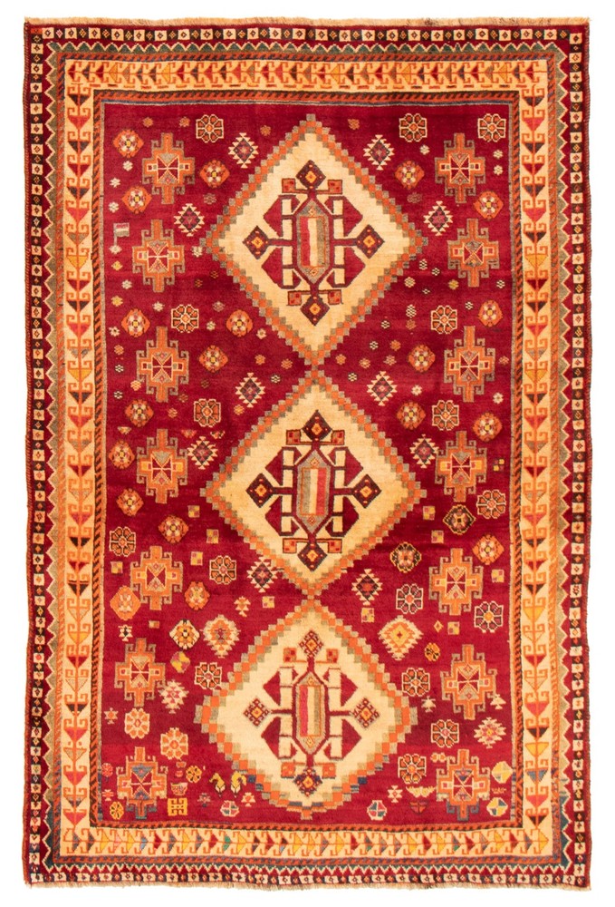 Vintage 4'11" x 7'8" Traditional Hand Knotted Vegetable Dye Wool Area Rug