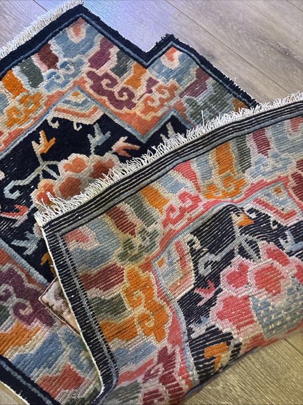 Late 1800’s Piece Hand Made TIBETAN HORSE SADDLE RUG Antique gallery