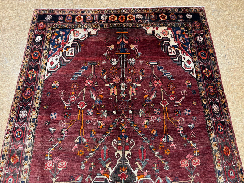 Vintage Nahavand Tribal Hand Knotted Wool Runner Rug 5x11 Red Oriental Geometric gallery