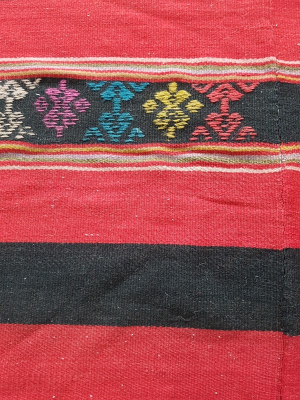 Vintage Handmade Turkish Bohemian Style Wool Kilim Flat-weave Rug 229x167 cm gallery