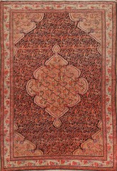 Pre-1900 Antique Vegetable Dye Traditional Rug 4×7 ft Hand-knotted Wool Carpet