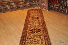 _HAND-MADE_HALL-RUNNER_3′ x 17′ LONG oriental Tea washed beige brown rug