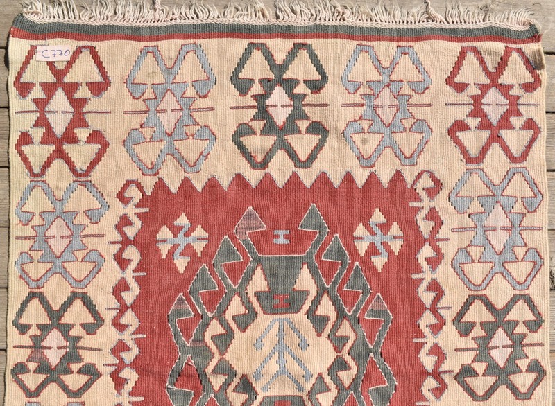 Turkish Kilim 31''x41'' Handwoven Oushak Wool Area Rug Bohemian 79x106cm gallery