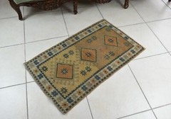3×1.8 ft Anatolian Runner Small Vintage Rug Oushak Runner Mini Turkish Rug Y89