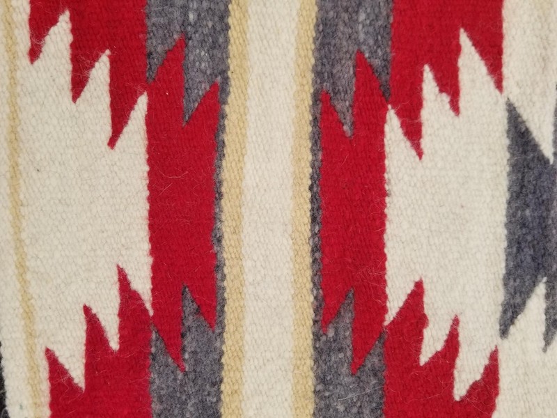 Vintage Handmade Native American Navajo Gallup Throw Wool Rug 84 x 38 cm gallery