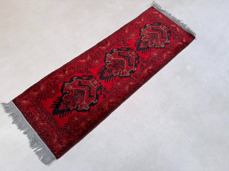 Afghan Runner Narrow 150x50 cm, Vintage Turkoman Ersari Rug 2532 gallery