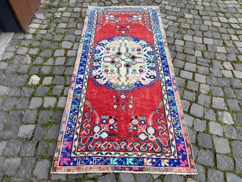 Bohemian rugs, Runner rug, Handmade, Turkish rug, Vintage, Wool | 3,0 x 6,6 ft gallery