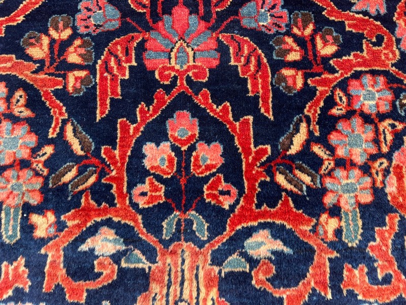 2'6x4'4 Ft Vintage Caucasian Wool Floral Red and Navy Rug gallery
