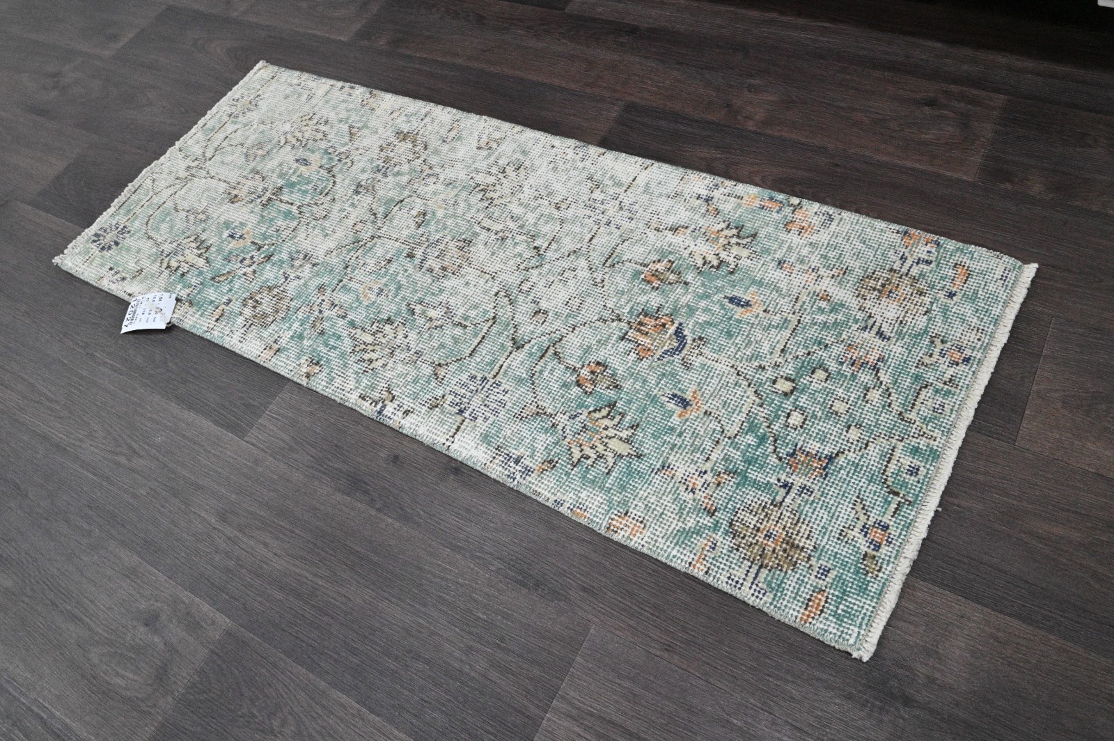 Oushak Turkish Doormat Rug 2x4 BLUE Vintage Anatolian Handmade Small Kilim Rug gallery