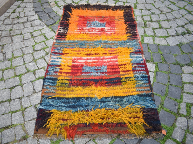 Turkish Rug 35'' x 62'' Vintage Anatolian Tulu Rug Home Decor Long Pile Wool Rug gallery