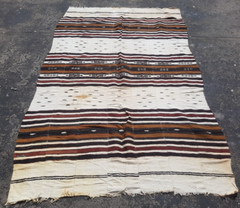 Vintage Handmade Fulani Striped Wool Kilim Rug Carpet 228×137 cm