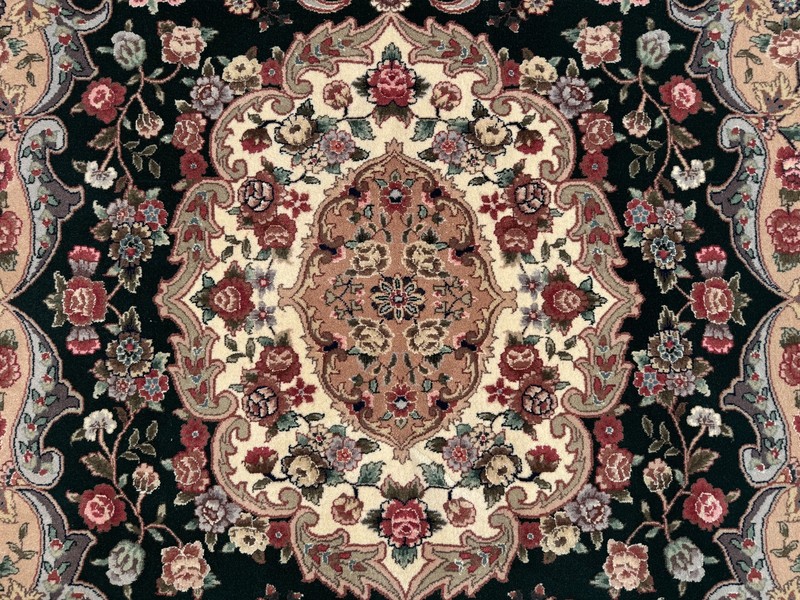 6x9 FINE GREEN HANDWOVEN RUG wool silk vintage pink blue handmade antique china gallery
