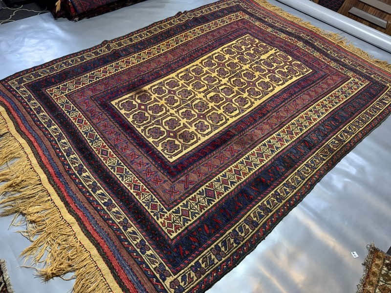Beige Terracotta Antique Afghan Rug 6x9 ft Handwoven Geometric Area Kilim Carpet gallery