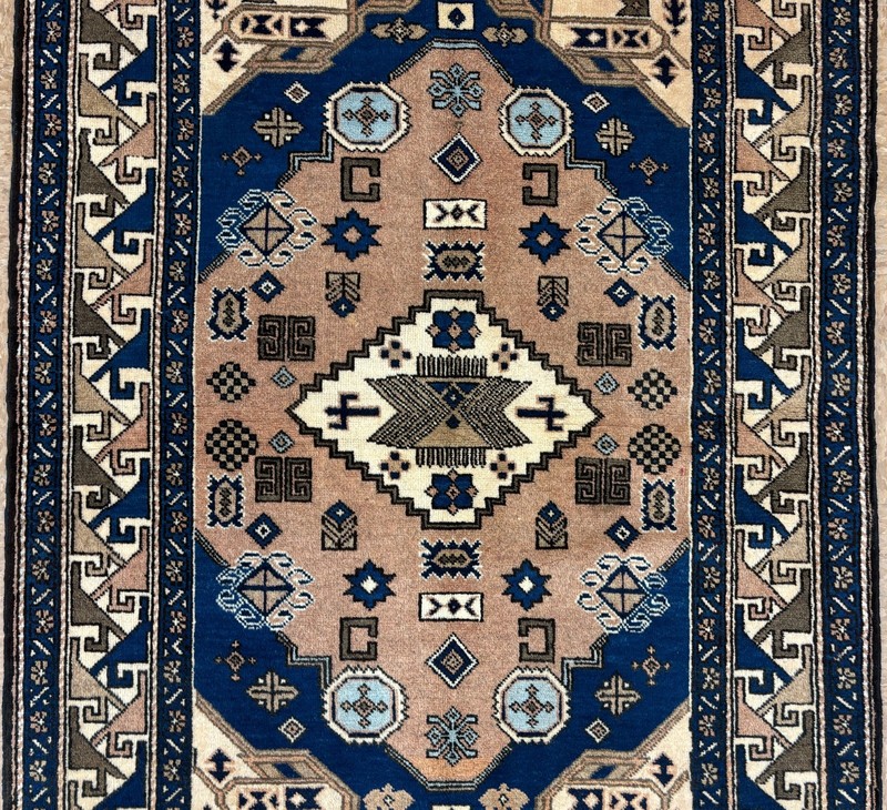 Vintage Ardebil Tribal Hand Knotted Wool Area Rug 4x6 Peach Blue Oriental Boho gallery