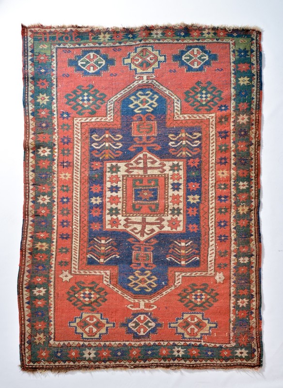 WORLD CLASS ANTIQUE INSCRIBED DATED CAUCASIAN ARMENIAN SEVAN KAZAK CARPET RUG gallery