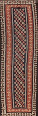 Vegetable Dye Kilim Navy Blue 12 ft Runner Rug Hand-woven Reversible Carpet 3×12