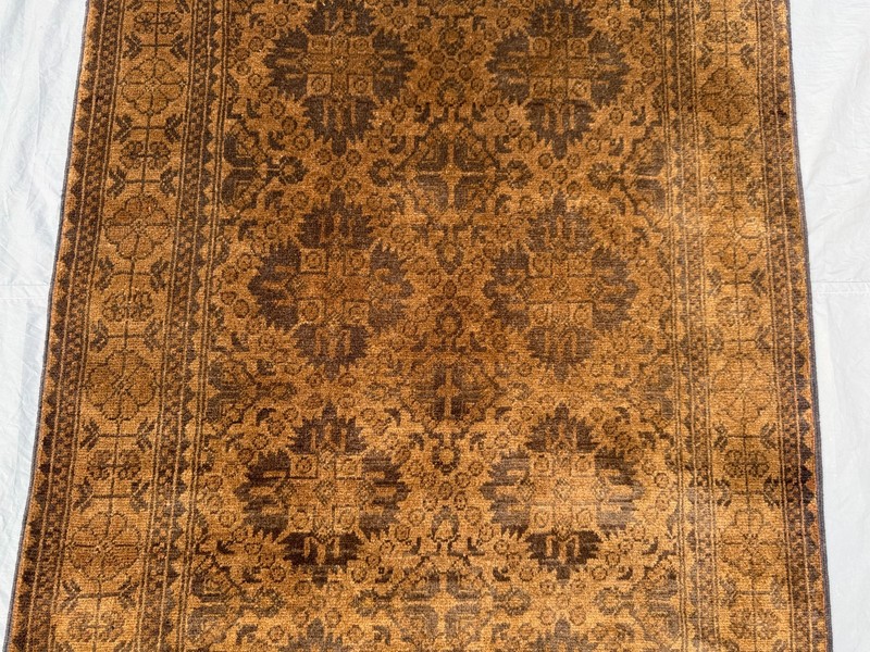 3'4x5'ft Vintage Hand Knotted Rug, Brown & Beige Floral Geometric Bedroom Rug gallery