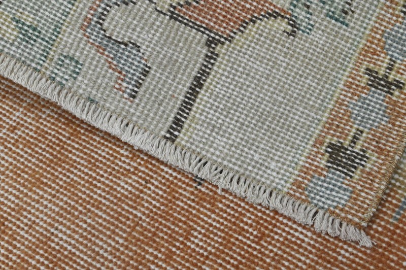 Vintage Turkish Runner Rug 2x7ft Wool Anatolian Handmade Hallway Oushak ORANGE gallery