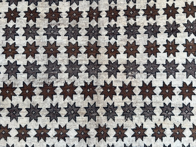 Vintage Afghan Rug 6'5x9'7 ft – Handmade Wool Tribal Star Pattern Large Area Rug gallery