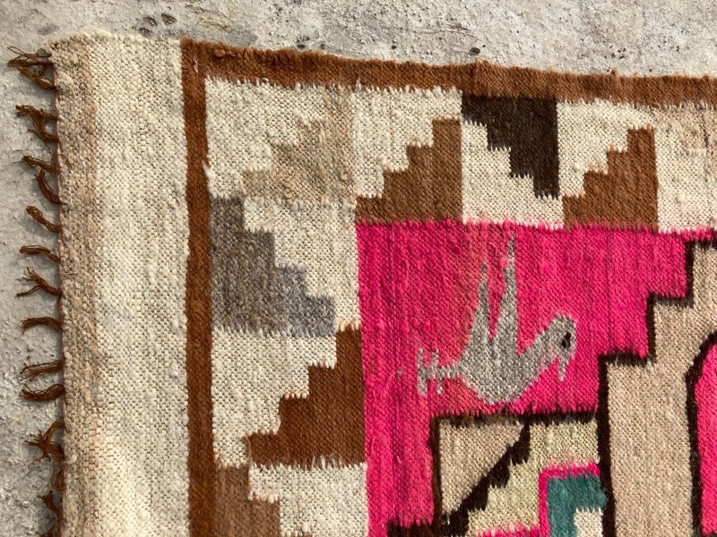 Vintage Handmade Turkish Geometric Wool Kilim Rug 156x116 cm gallery