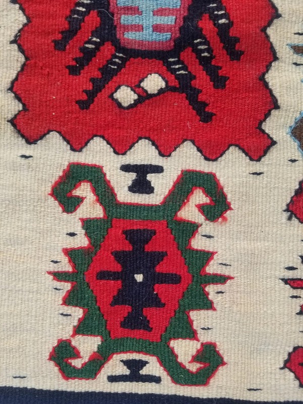 Fine Vintage Traditional Hand Made Oriental Wool Multicolor Kilim 106x59cm gallery