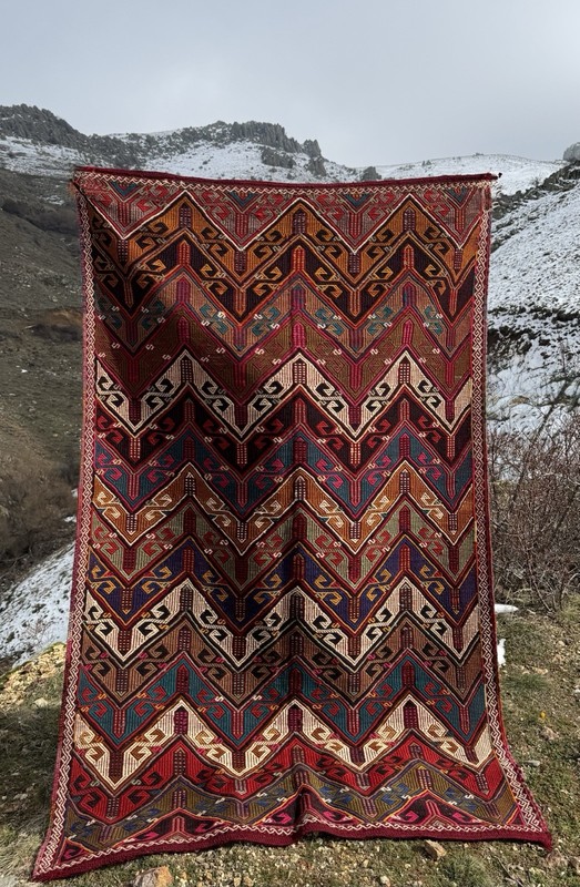 Zili Technique Kilim Rug from Konya, Turkey 80+ years old - 234 cm x 146 cm gallery