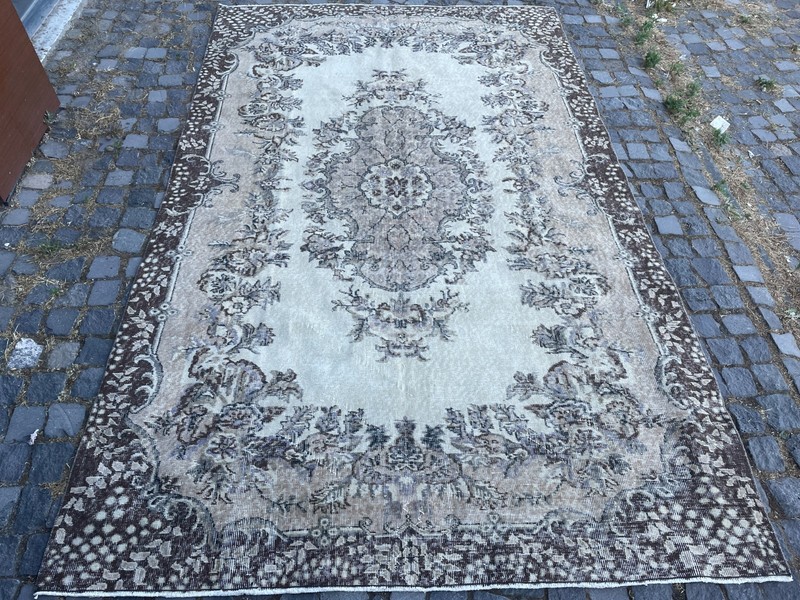 Turkish Vintage Rug, Handmade Wool Rug, Bohemian Large Rug, 6,1 x 9,9 ft gallery