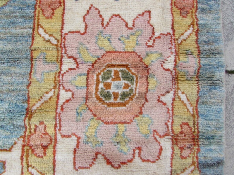 Vintage Traditional Hand Made Turkish Oushak Oriental Wool Blue Carpet 432x332cm gallery