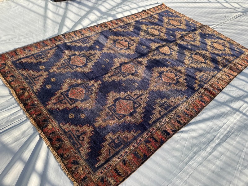 4x6Ft Afghan Hand Knotted Terracotta Area Rug Baluchi Oriental Blue Wool Carpet gallery