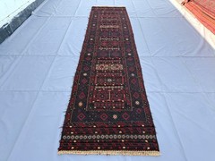 Fine Antique Afghan Runner Rug 3×11 Hand Woven Wool Persian Style Hallway Carpet