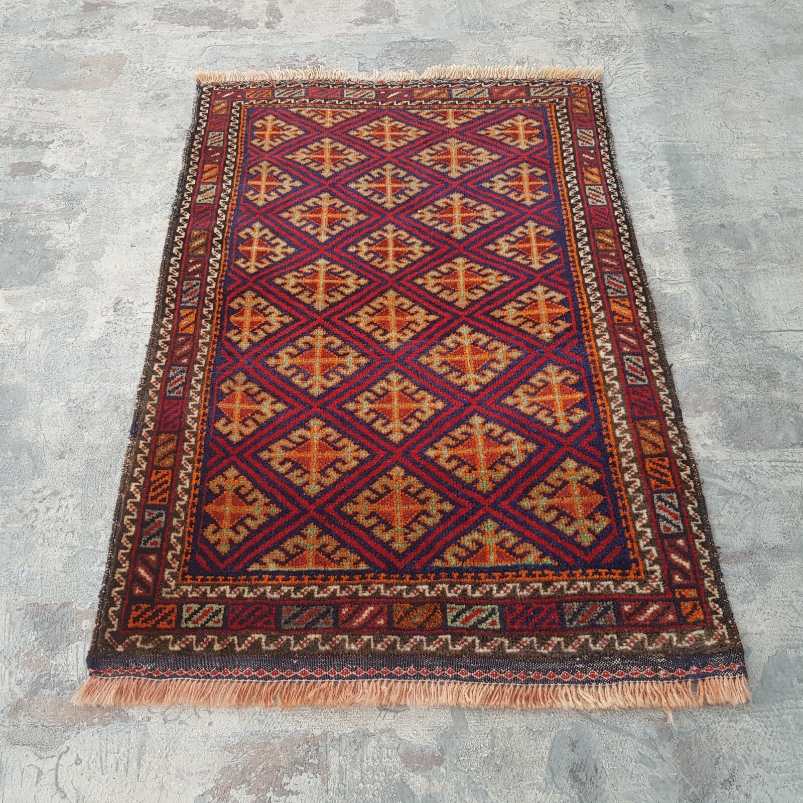 3'7"×2'5" ft Afghan vintage Rug Best Tribal Baloch Rug Oriental Wool Rug mini gallery