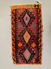 Vintage Turkish Mini Kilim 99×49 cm Wool Small Kelim Runner, shabby Chic