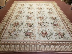 Needlepoint Rug 8×10 Aubusson Rug Victorian Floral Rug Handmade Panel 100% Wool