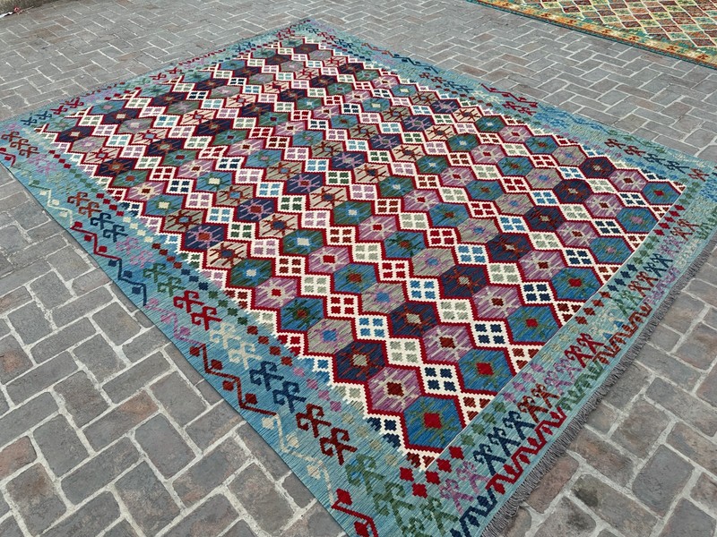 10x13 ft Oriental Turkish Large Modern Handwoven Afghan Multicolor Turkmen Rug gallery