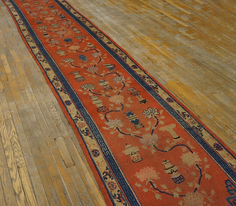3X16 Antique Chinese Kansu / Gansu Wool Area Rug 1890 gallery
