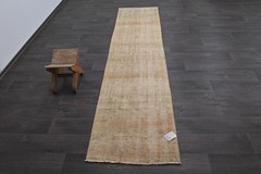 Vintage Turkish Runner Rug 2x9ft Wool Anatolian Handmade Hallway Oushak ORANGE