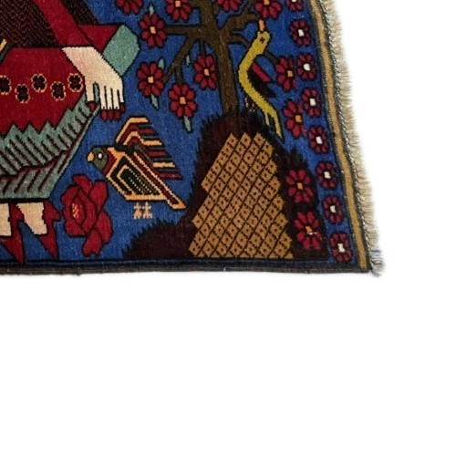 Hand-Knotted Pictorial Persian Rug Folk Art Wall Hanging Vintage Style Couple gallery