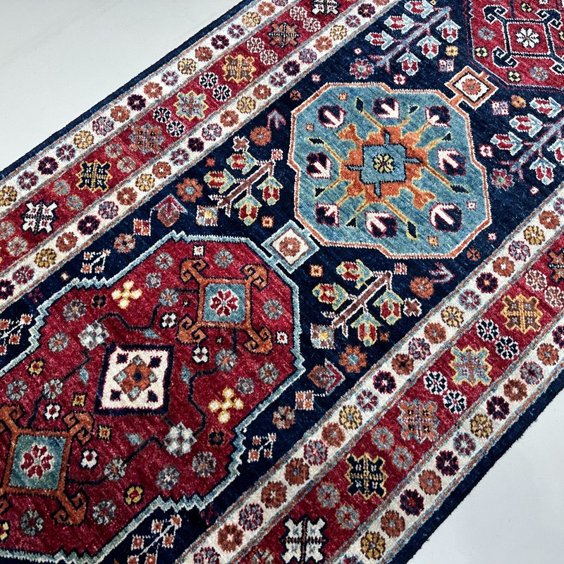Handmade (2'8" x 12'9") Boho Nomadic Tribal Afghan Oriental Wool Runner Rug gallery