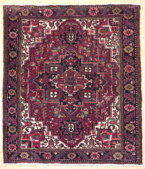 Vintage Heriz Rug 5×6 Hand Knotted Wool Oriental Tribal Geometric Red Area Rug