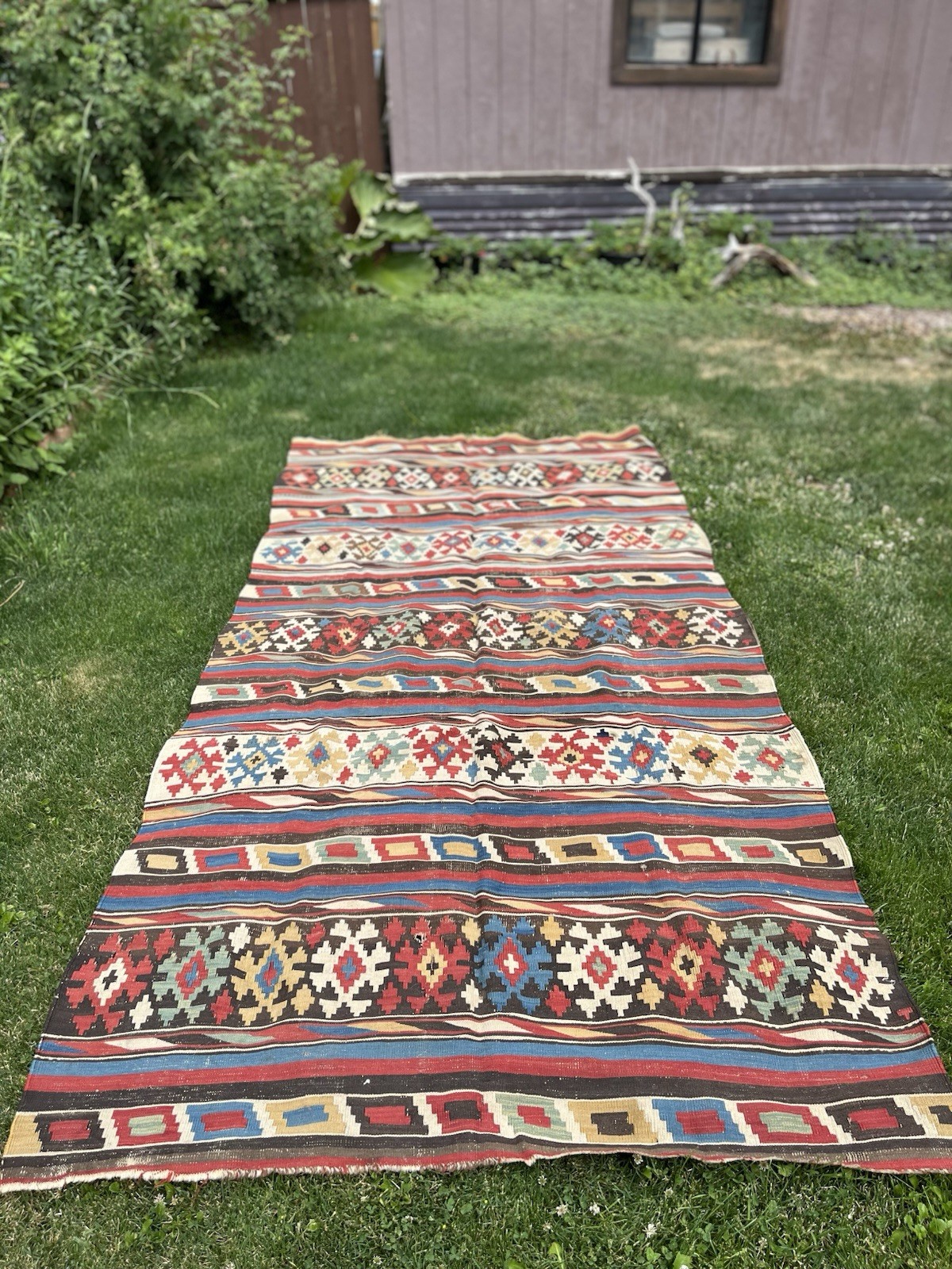 Red Antique Caucasian Shirvan Kilim Rug 4.2 x9.3 gallery