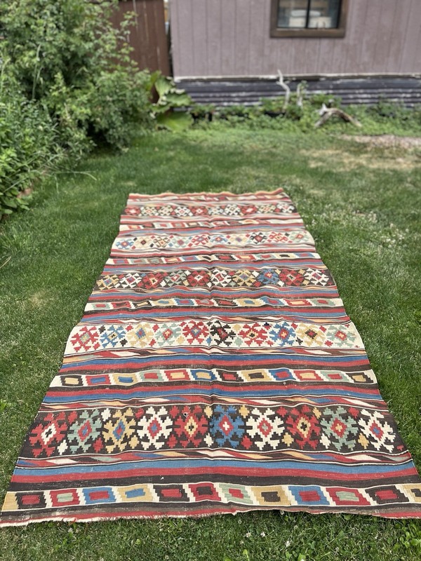 Red Antique Caucasian Shirvan Kilim Rug 4.2 x9.3 gallery