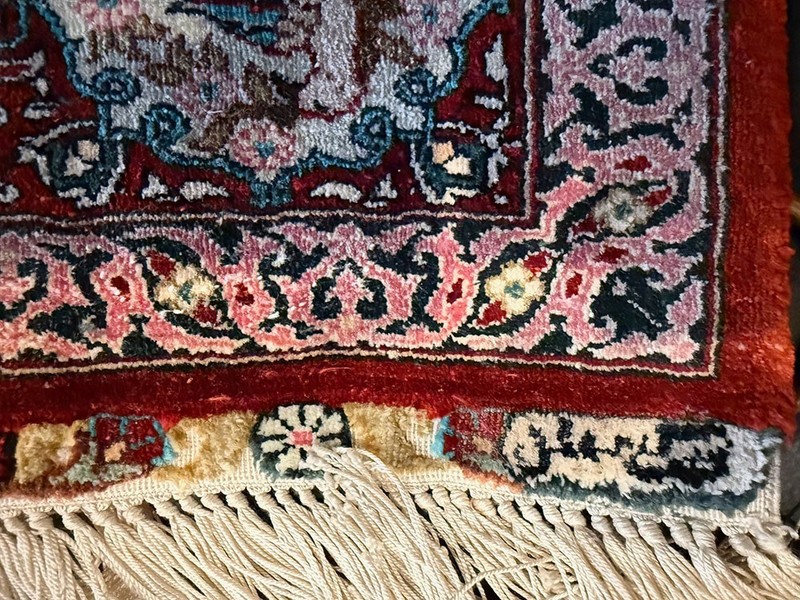 A Vintage 700+ Kpsi Silk On Silk Pictorial Turkish Hereke Rug gallery