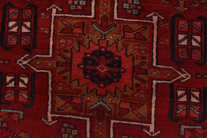 Vintage Tribal Runner 3’8” x 15′ Red Wool Geometric Hand-Knotted Oriental Rug gallery