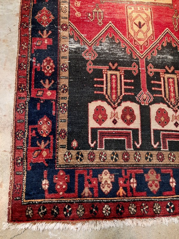 Vintage Handmade 5'x8' Carpet "Hamadan" Wool Area Rug 4'.5"×7'.10" circa 1970 gallery