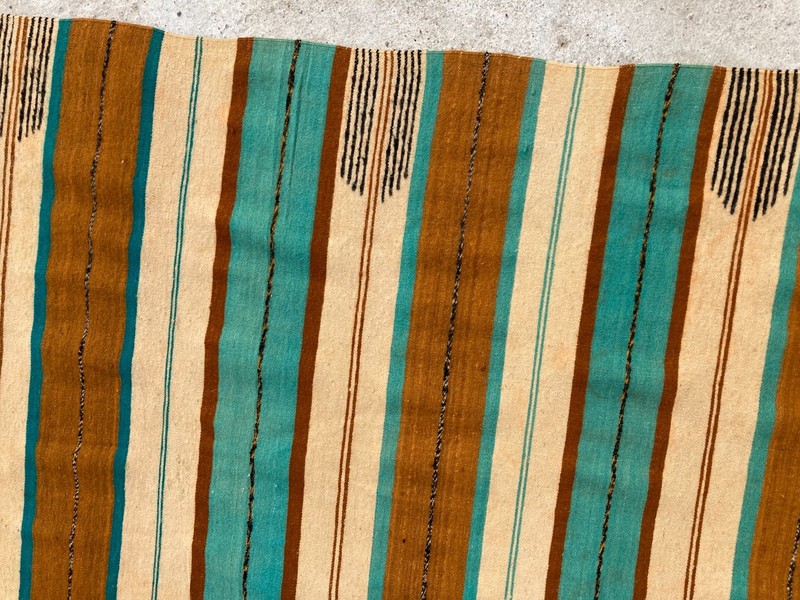 Vintage Handmade Traditional Mexican Striped Kilim Floor Rug Carpet 330x187 cm gallery
