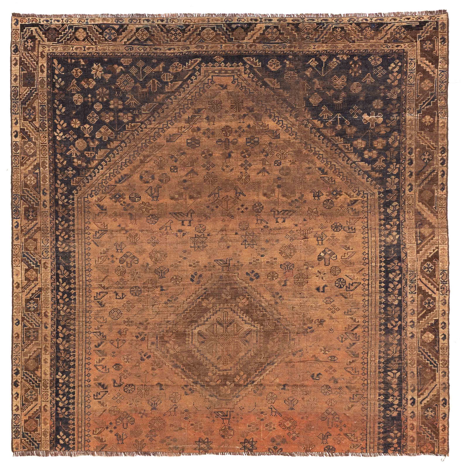 Vintage 6'8" x 6'6" Traditional Hand Knotted Vegetable Dye Wool Area Rug gallery